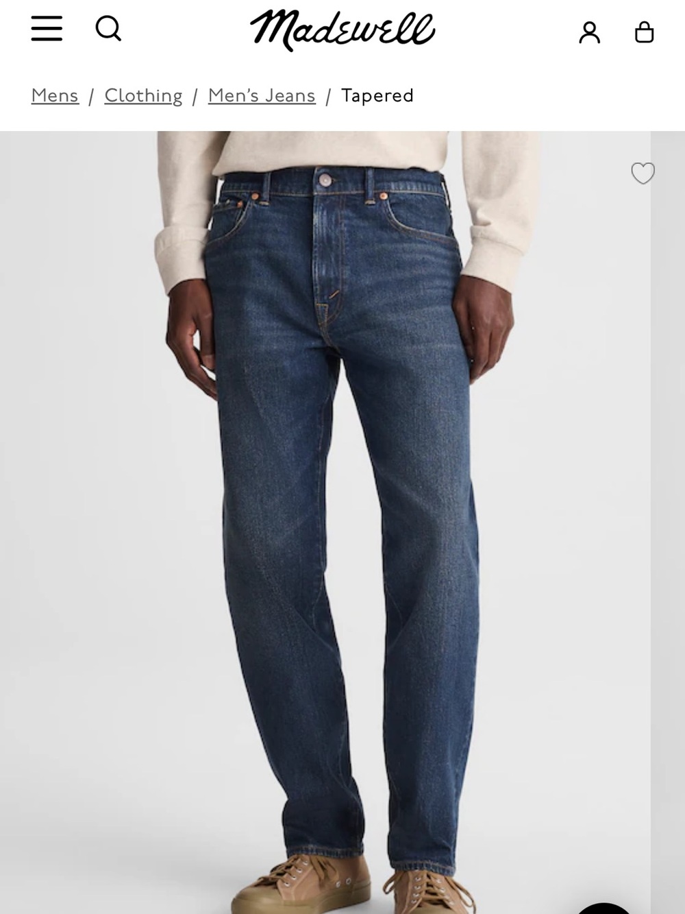 Madewell Men's Relaxed Taper Jeans in Dark Blue Denim